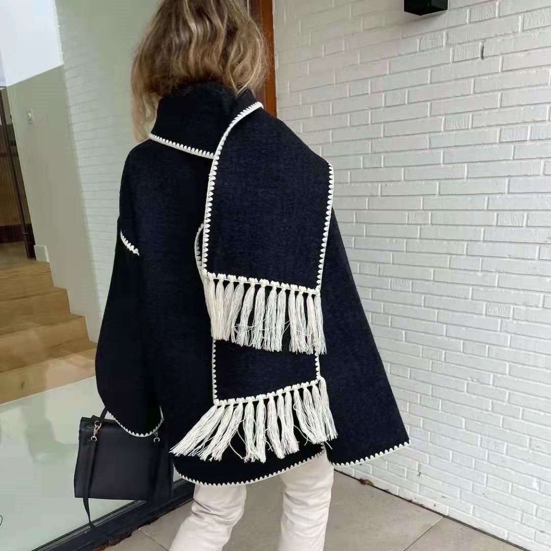 Women-Single-Breasted-Jacket-Autumn-Winter-Black-Scarf-Collar-Wool-Embroidery-White-Fringed-Cardigan-Female-Contrast-1