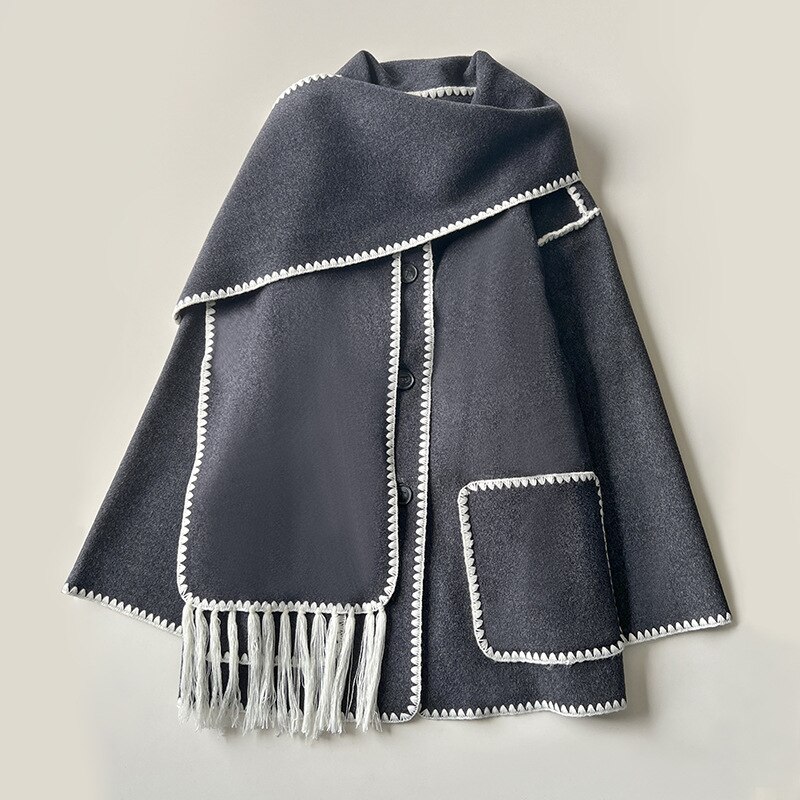 Women-Single-Breasted-Jacket-Autumn-Winter-Black-Scarf-Collar-Wool-Embroidery-White-Fringed-Cardigan-Female-Contrast-3