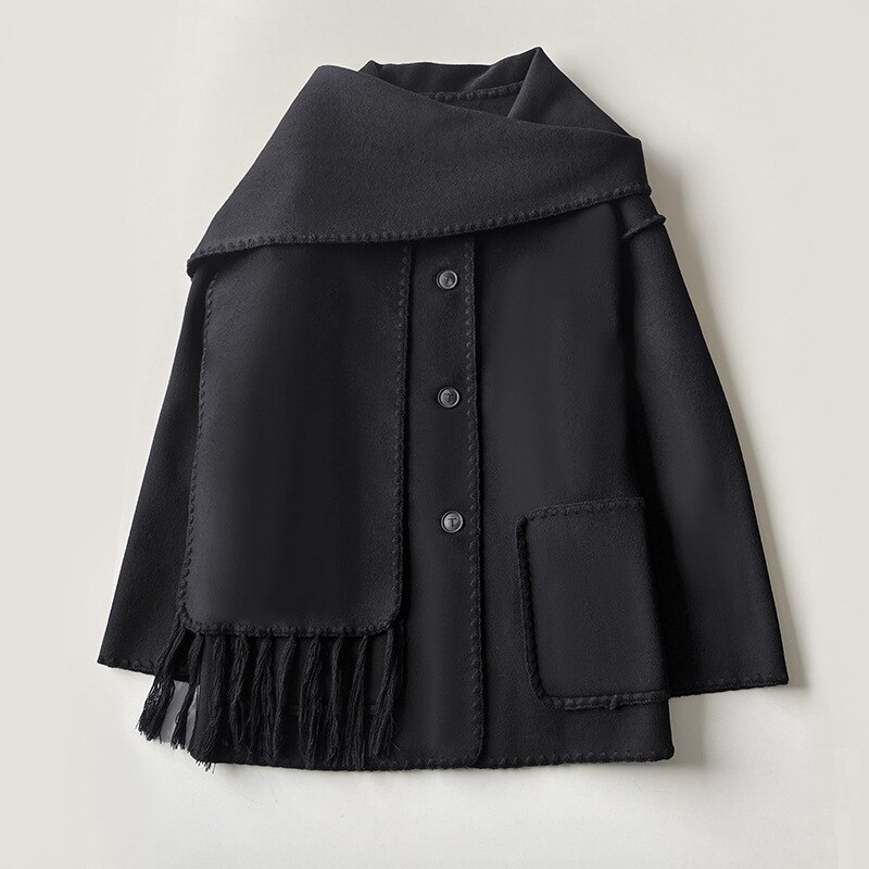 Women-Single-Breasted-Jacket-Autumn-Winter-Black-Scarf-Collar-Wool-Embroidery-White-Fringed-Cardigan-Female-Contrast-4